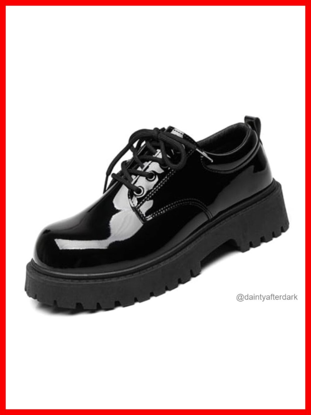 Men's Chunky Platform Oxfords Patent Leather Lace Up Dress Shoes
